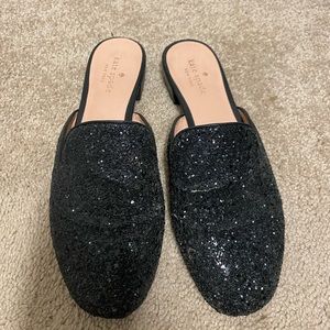 Kate Spade Black Sparkly Slip Ons